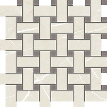 Aleluia Muse С000511285 DC1002_MOSAIC BASKET MUSE IVORY/GREY Мозаика 34x34 см, Португалия, прочие виды мрамора - фото 1 - фото 1