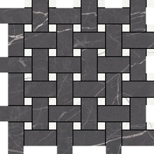 Aleluia Muse С000511287 DC1003_MOSAIC BASKET MUSE COAL/WHITE Мозаика 34x34 см, Португалия, прочие виды мрамора - фото 1 - фото 1
