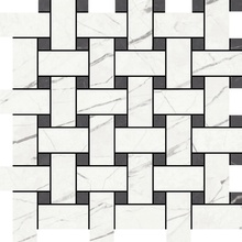 Aleluia Muse С000511284 DC1001_MOSAIC BASKET MUSE WHITE/COAL Мозаика 34x34 см, Португалия, прочие виды мрамора - фото 1 - фото 1