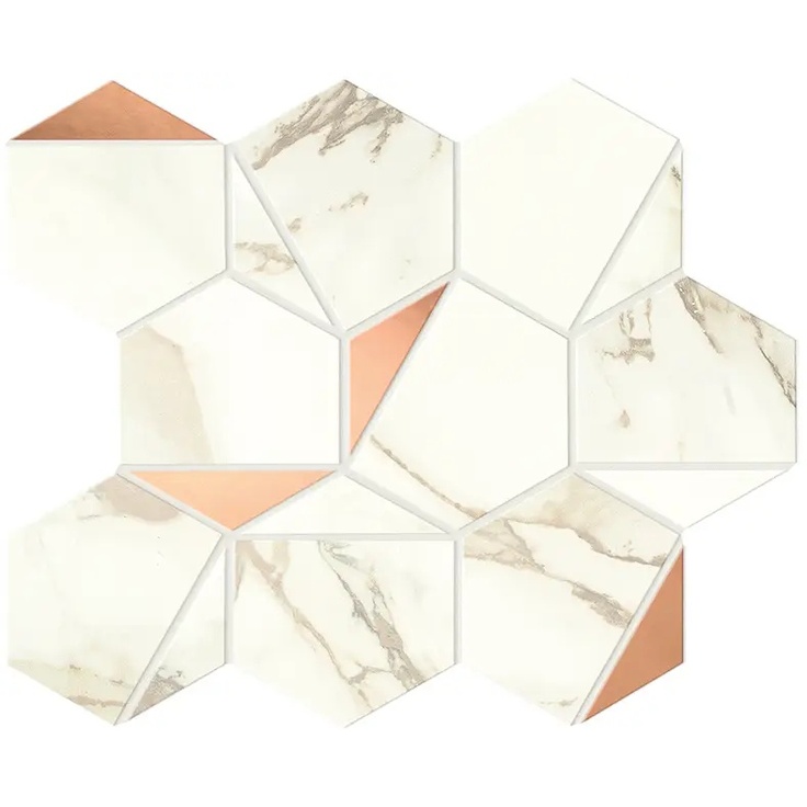 Atlas Concorde Italy Marvel Shine С000544296 A4WW_MarvelCalacattaImperialeGoldHexShiny Mosaic 25,1x29 cm, Italy, calacatta marble - photo 1 Atlas Concorde Italy Marvel Shine С000544296 A4WW_MarvelCalacattaImperialeGoldHexShiny Mosaic 25,1x29 cm, Italy, calacatta marble - photo 1