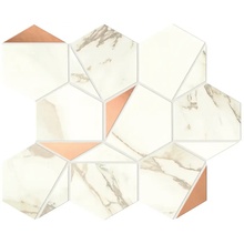 Atlas Concorde Italy Marvel Shine С000544296 A4WW_MarvelCalacattaImperialeGoldHexShiny Mosaic 25,1x29 cm, Italy, calacatta marble - photo 1 - photo 1