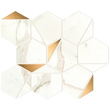 Atlas Concorde Italy Marvel Shine С000544294 A4WU_MarvelCalacattaPrestigioGoldHexShiny Mosaic 25,1x29 cm, Italy, calacatta marble - photo 1 - photo 1