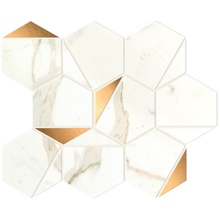 Atlas Concorde Italy Marvel Shine A4WU Calacatta Prestigio Gold Hex Shiny Mosaic 25,1x29 cm, Italy, mosaic - photo 1 - photo 1