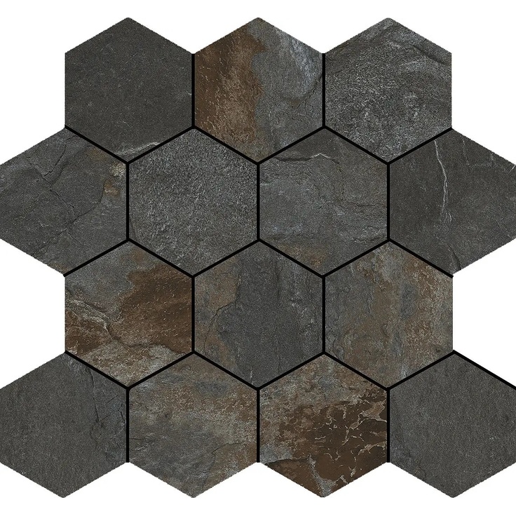 Baldocer Slate С000581507 Slate Hexa Black 29*27 Mozaika 27x29 cm, Španělsko, břidlice (andesit) - fotografie 1 Baldocer Slate С000581507 Slate Hexa Black 29*27 Mozaika 27x29 cm, Španělsko, břidlice (andesit) - fotografie 1