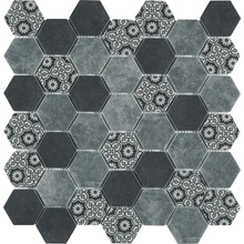 Boxer Esa Glass С000449822 0312/EGF10_Esa Glass Flor Gris 30,2x30 Mozaika 30x30,2 cm, Włochy, imitacja płytek hydraulicznych - zdjęcie 1 - zdjęcie 1