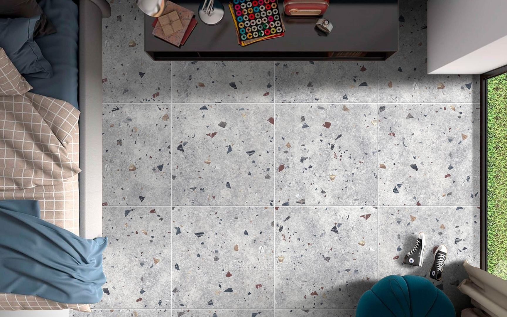Codicer Sonar 22x25, glazed porcelain stoneware, Spain, terrazzo - interior photo 1