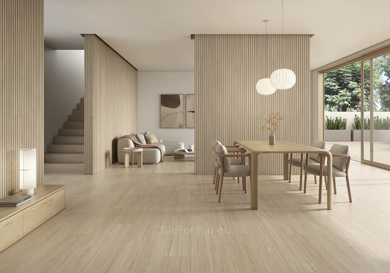 Colorker Kaoru 59,5x119,2 cm, grès cérame émaillé, Espagne, effet bois - photo d'intérieur 1