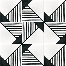 Equipe Caprice Deco 22127 Patchwork B&W porcelain tile 20x20 cm, Spain, stone  - photo 1 - photo 2