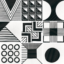 Equipe Caprice Deco 22105 Patchwork B&W porcelain tile 20x20 cm, Spain, stone  - photo 1 - photo 1