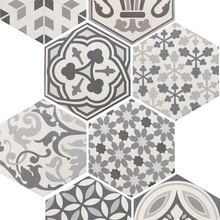 Equipe Hexatile 21357 Harmony B&W porcelain tile 17,5x20 cm, Spain, stone  - photo 1 - photo 2