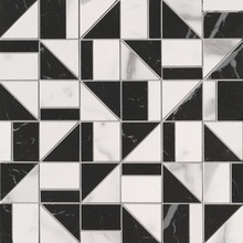 FAP Roma Gold С000553062 fQKN_RomaGoldCarraraSuperiore/NeroEleganteSlashMosaico Mozaïek 30,5x30,5 cm, Italië, carrara-marmer - foto 1 - foto 1