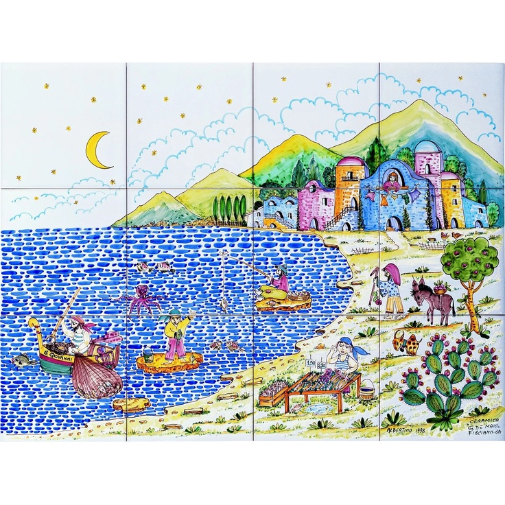 Giovanni De Maio Ceramica Artistica Vietrese Paessagio Vietrese 20 (12 pcs) Pannelli Decorativi 60*80 Panel 60x80 cm, Italy - photo 1 Giovanni De Maio Ceramica Artistica Vietrese Paessagio Vietrese 20 (12 pcs) Pannelli Decorativi 60*80 Panel 60x80 cm, Italy - photo 1