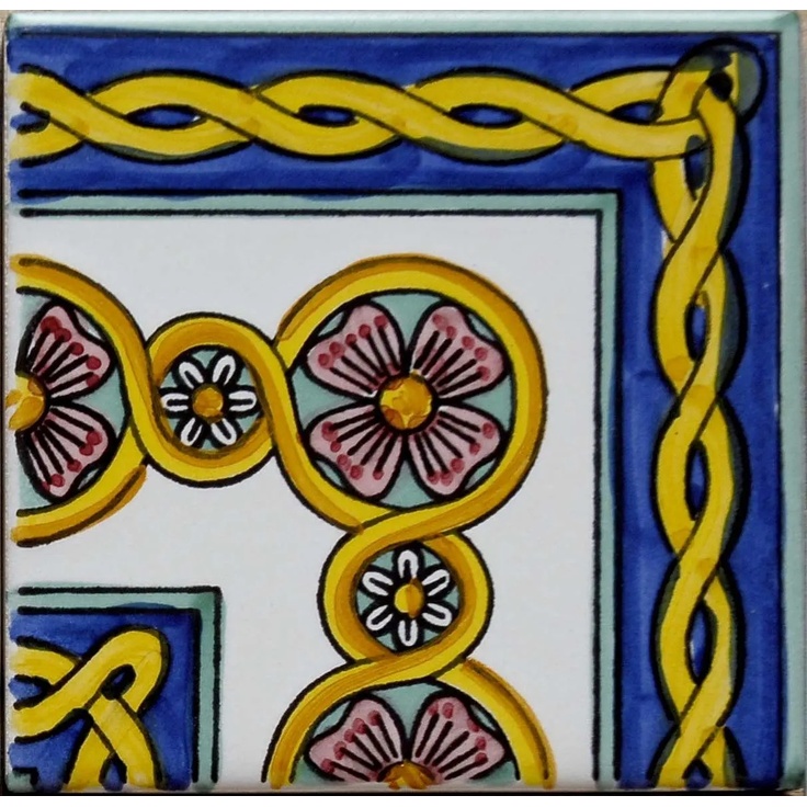 Giovanni De Maio Ceramica Artistica Vietrese 0000012760 Angelica Angolo Festoni 20*20 Dekor 20x20 cm, Itálie - fotografie 1 Giovanni De Maio Ceramica Artistica Vietrese 0000012760 Angelica Angolo Festoni 20*20 Dekor 20x20 cm, Itálie - fotografie 1