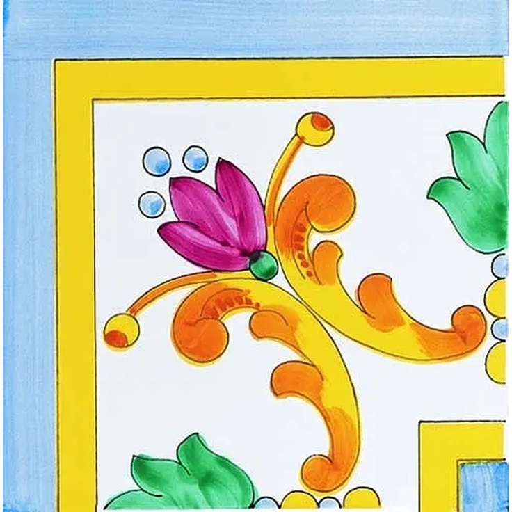 Giovanni De Maio Ceramica Artistica Vietrese 0000027228 Raito Angolo Festoni 10*10 Decor 10x10 cm, Italy - photo 1 Giovanni De Maio Ceramica Artistica Vietrese 0000027228 Raito Angolo Festoni 10*10 Decor 10x10 cm, Italy - photo 1