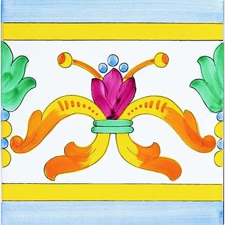 Giovanni De Maio Ceramica Artistica Vietrese 0000027227 Raito Festoni 10*10 Decor 10x10 cm, Italy - photo 1 Giovanni De Maio Ceramica Artistica Vietrese 0000027227 Raito Festoni 10*10 Decor 10x10 cm, Italy - photo 1