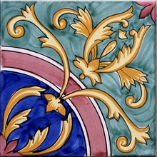 Giovanni De Maio Ceramica Artistica Vietrese 0000012856 Barocco Cerchio Rosso Decori 20*20 Lattialaatta 20x20 cm, Italia - kuva 1 - kuva 1