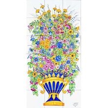 Giovanni De Maio Ceramica Artistica Vietrese С000223932 Vaso Con Fiori 20 (18 pcs) Pannelli Decorativi 60*120 Paneeli 60x120 cm, Italia - kuva 1 - kuva 1