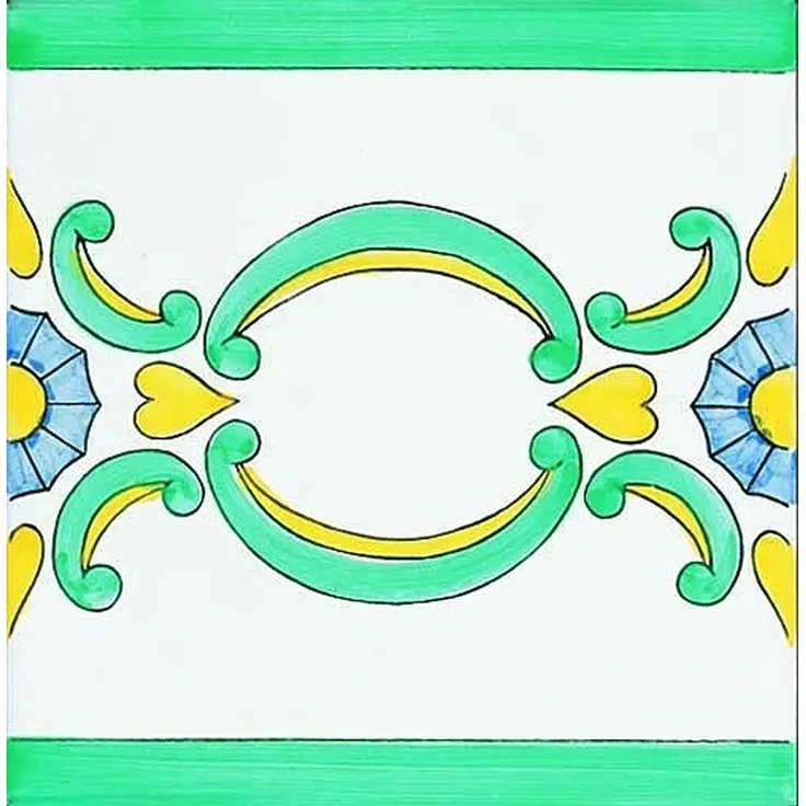 Giovanni De Maio Ceramica Artistica Vietrese С000000349 Verona Verde Nilo Festoni 10*10 Decor 10x10 cm, Italy - photo 1 Giovanni De Maio Ceramica Artistica Vietrese С000000349 Verona Verde Nilo Festoni 10*10 Decor 10x10 cm, Italy - photo 1