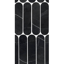 Impronta italgraniti Charm Experience CH03MOVL Calacatta Black Ovale Lap Mozaïek 19,5x37 cm, Italië, mozaieklook - foto 1 - foto 1