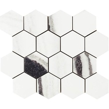 Impronta italgraniti Lux Experience MW06MESFA Panda White Mosaico Esagona Fade Mozaïek 26x30 cm, Italië - foto 1 - foto 1
