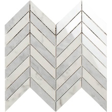 Impronta italgraniti Lux Experience MW17MCHL Statuarietto/Grigio Versilia Mosaico Chevron Lap Mozaïek 26x30 cm, Italië - foto 1 - foto 1