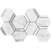 Impronta italgraniti Lux Experience MW71MEDM Grigio Versilia/Statuarietto Mosaico Esagona Decoro Mix Mozaïek 20x34 cm, Italië - foto 1 - foto 1