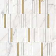 Marazzi Allmarble Wall M111 Golden White Mosaico Barcode Lux Mozaïek 40x40 cm, Italië, mozaieklook - foto 1 - foto 1