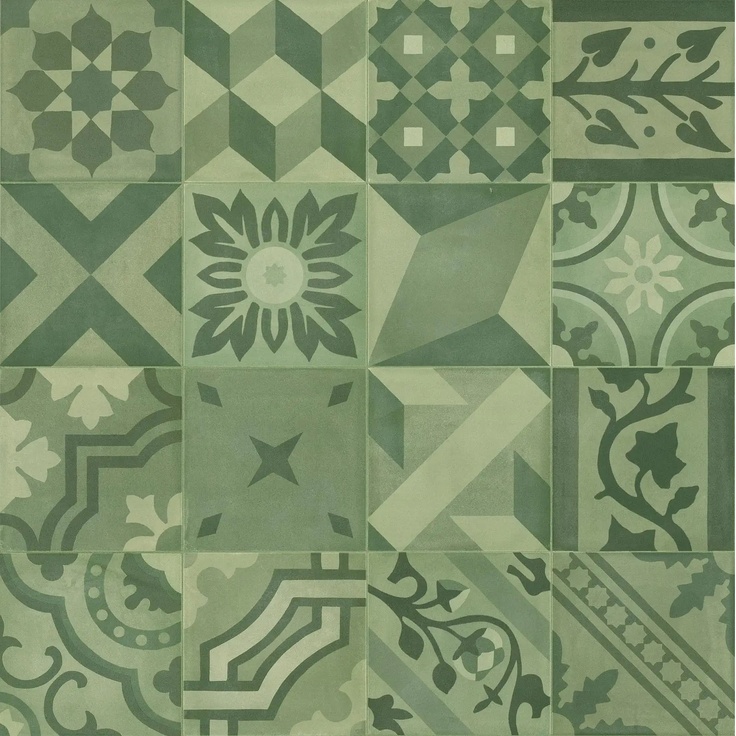 Marazzi D_Segni Blend С000525689 M608_D_segniBlendDecoroMixVerde20X20 porcelain tile 20x20 cm, Italy, hydraulic - photo 1 Marazzi D_Segni Blend С000525689 M608_D_segniBlendDecoroMixVerde20X20 porcelain tile 20x20 cm, Italy, hydraulic - photo 1