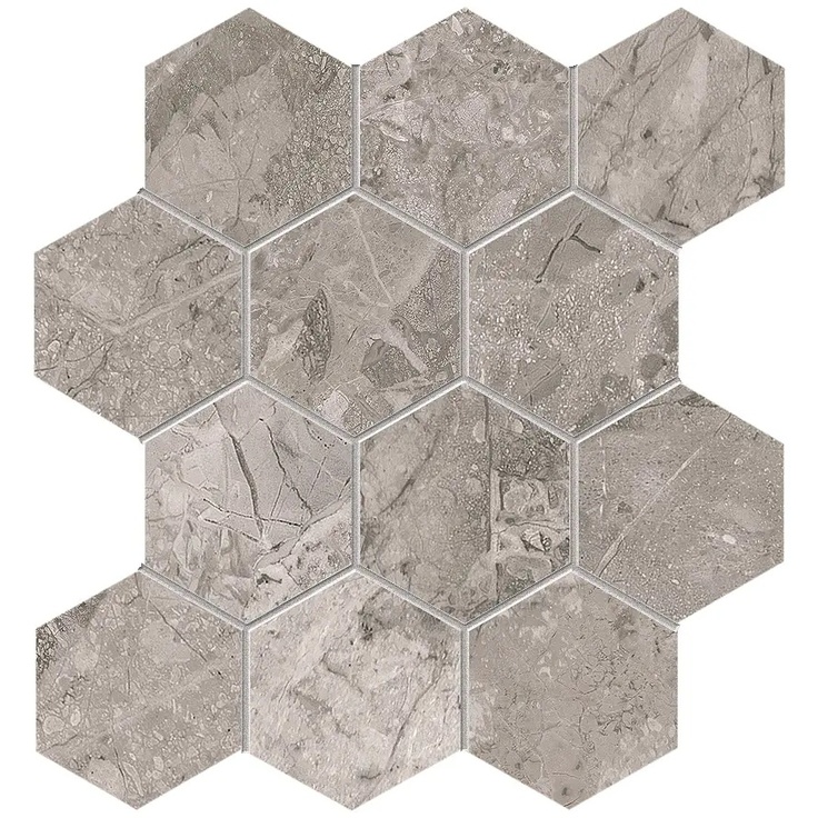 Pastorelli Sunshine С000480075 P009640_SuBrecciaGreyEsagona Mosaic 30x34,7 cm, Italy, other types of marble - photo 1 Pastorelli Sunshine С000480075 P009640_SuBrecciaGreyEsagona Mosaic 30x34,7 cm, Italy, other types of marble - photo 1