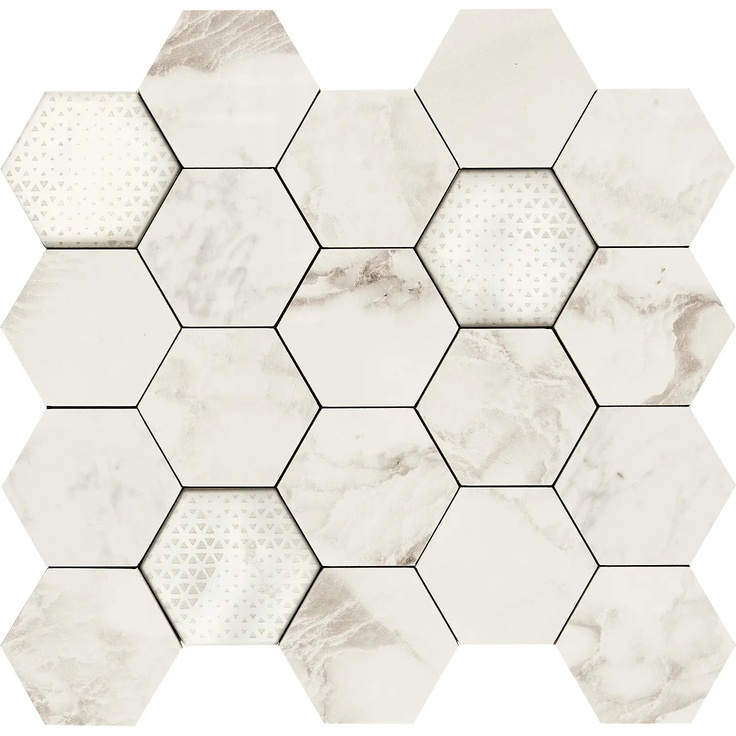 Piemme Majestic С000492629 02617_HexagonImperialPearlLev Mozaika 34x36 cm, Itálie, ostatní druhy mramoru - fotografie 1 Piemme Majestic С000492629 02617_HexagonImperialPearlLev Mozaika 34x36 cm, Itálie, ostatní druhy mramoru - fotografie 1