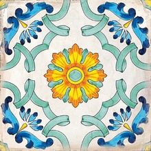 Savoia Italia Ceramica Vietri С000520104 S955DECPRA_Vietri Decoro Praiano 34*34 porcelænsflise 34x34 cm, Italien - foto 1 - foto 1