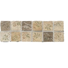 Settecento Azteca С000065647 B6006-_Fasciaebsuretesabbia/Bruno//Avorio Mozaïek 10x32,7 cm, Italië, andere soorten steen - foto 1 - foto 1